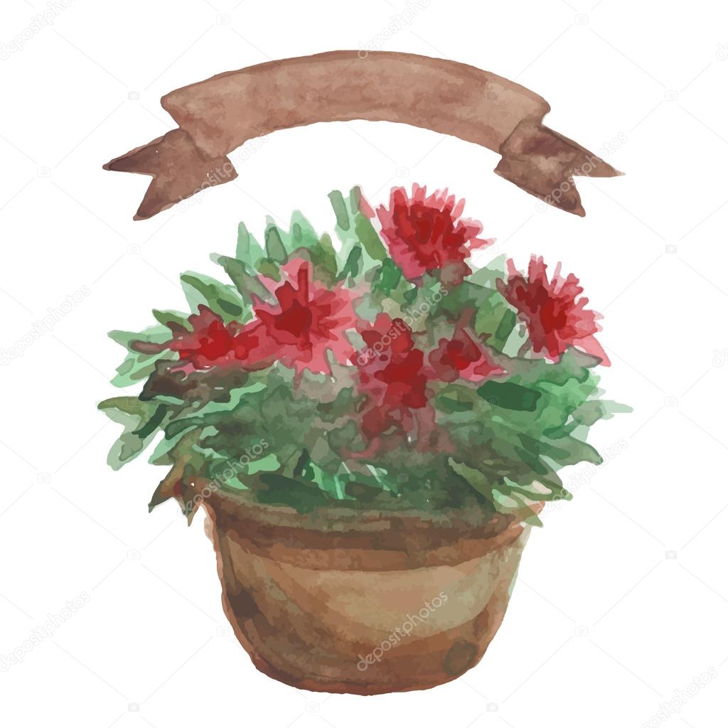 Fleur Rouge Dans Un Pot De Fleurs Image Vectorielle