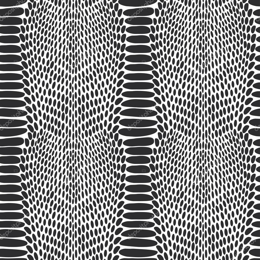 Snake skin texture. Seamless pattern black on white background. 