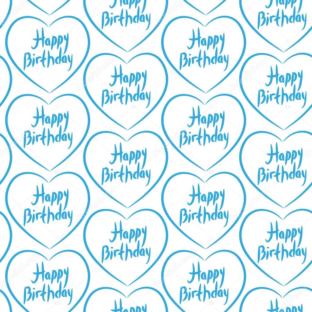 Seamless pattern with blue hearts on a white background. Happy b