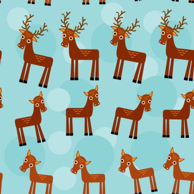 Geyik. Komik hayvanlar seamless modeli kümesi