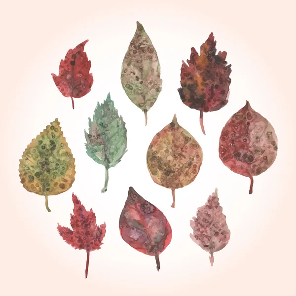 Aquarell-Set von Herbstblättern, Farbflecken. Vektor — Stockvektor