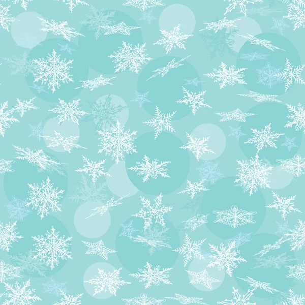 Fondo de invierno sin costuras con copos de nieve blancos. Vector — Archivo Imágenes Vectoriales