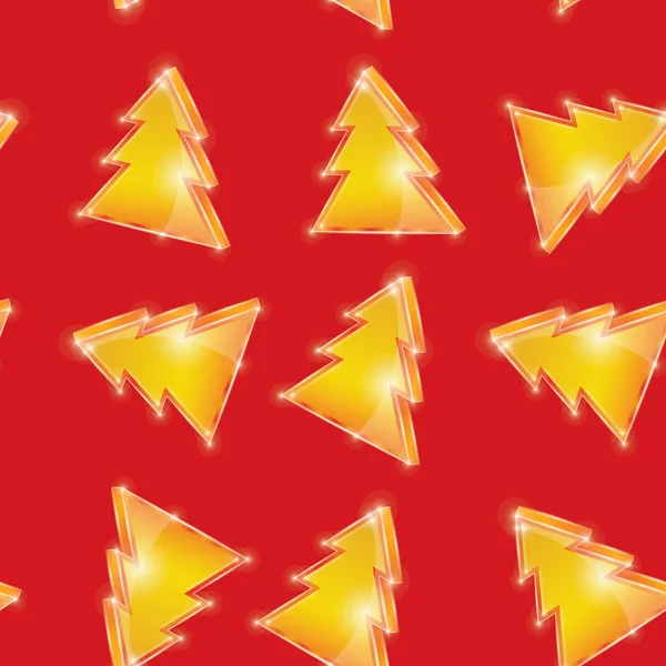 节日的无缝模式圣诞树红色背景上。矢量 — 图库矢量图片