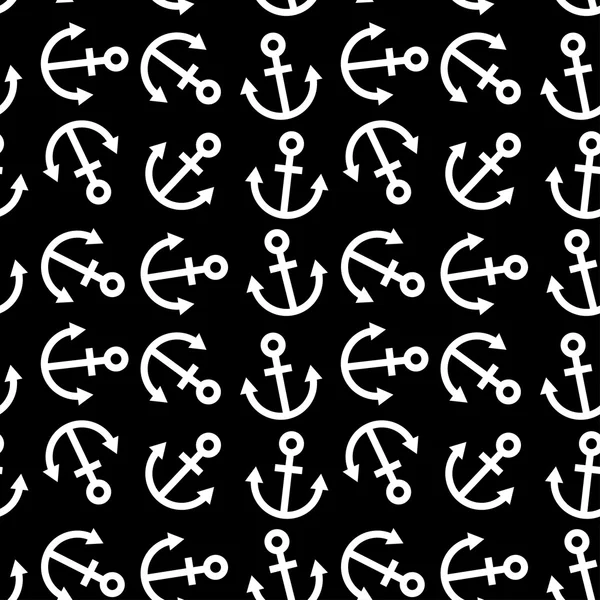 Fondo sin costuras anclas de mar fondo blanco y negro. vector — Vector de stock