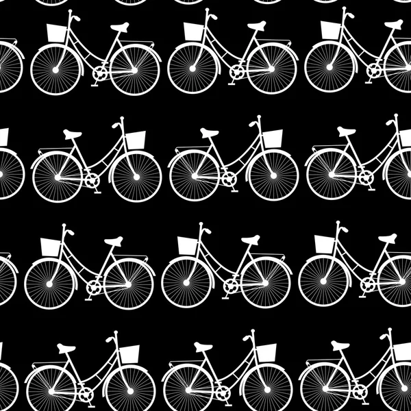 Bicicletas vintage, patrón sin costuras blanco y negro. vector — Vector de stock