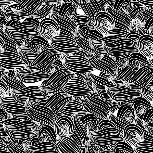 Nahtlose Wellenhintergrund schwarz-weiße Wellenmuster nahtlos Fliesen. Vektor — Stockvektor