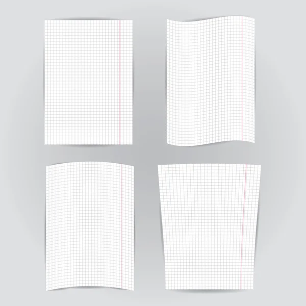 Установить клетчатую бумагу ноутбука на сером фоне. вектор — стоковый вектор