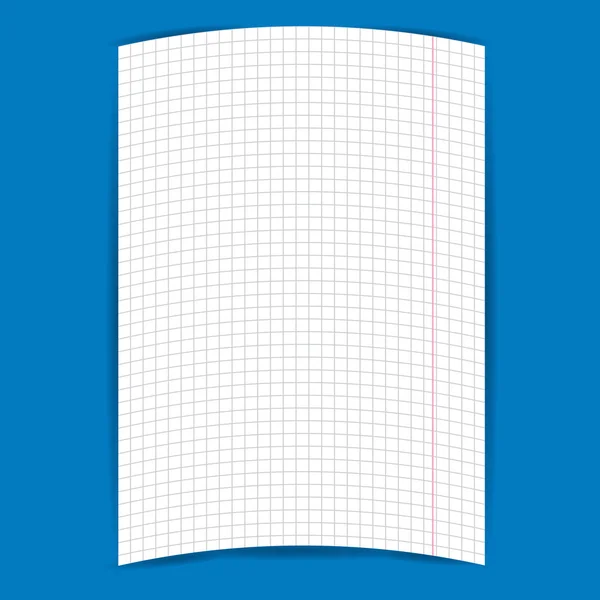 Papel cuaderno a cuadros sobre fondo azul. vector — Archivo Imágenes Vectoriales