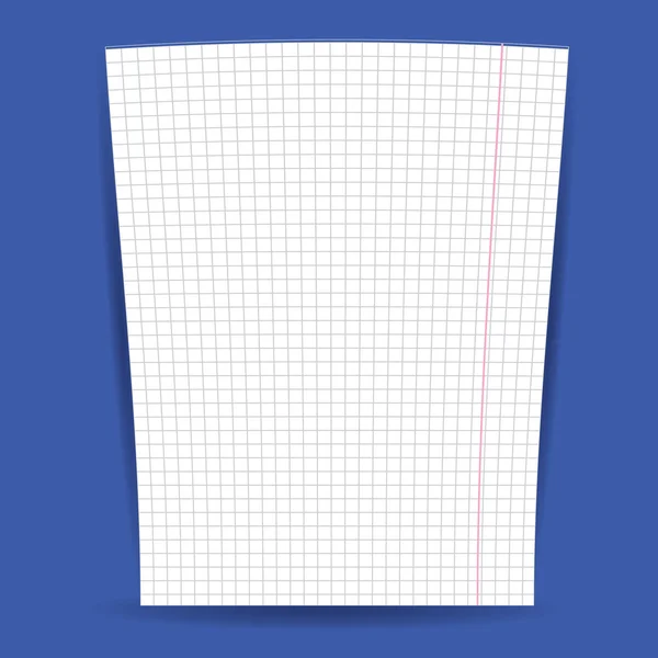 Geruite notebookpapier op blauwe achtergrond. vector — Stockvector