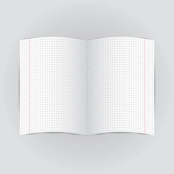 Papier carnet à carreaux sur fond gris. vecteur — Image vectorielle