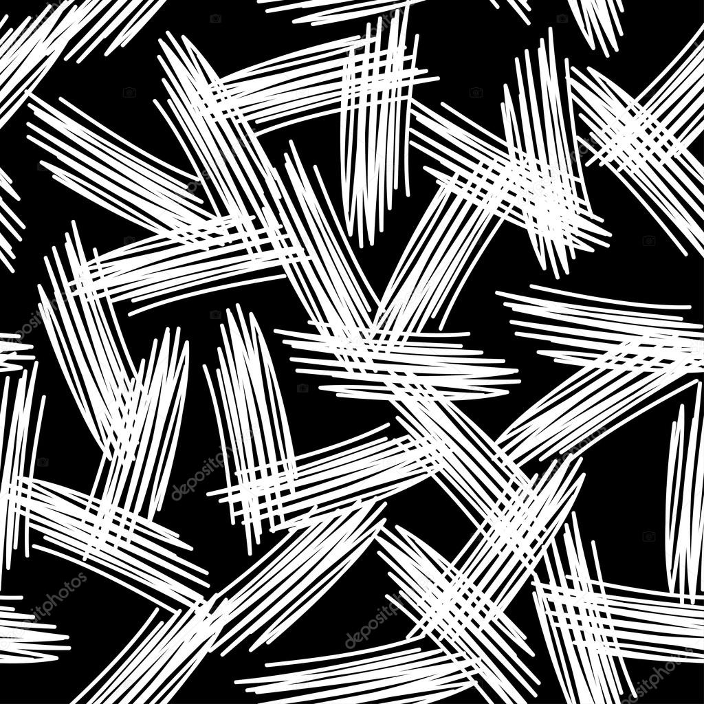 Abstract grunge painted texture seamless pattern. black and white background. vector