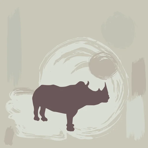 Silueta de rinoceronte sobre fondo grunge. vector — Vector de stock