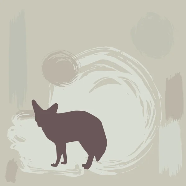 Fennec Fox Silhouette auf Grunge-Hintergrund. Vektor — Stockvektor