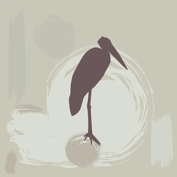 Stork silhouette on grunge background. vector — Stock Vector