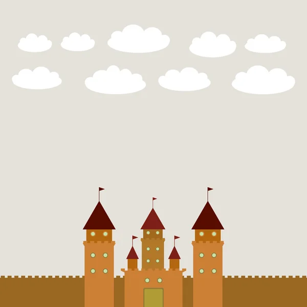 Карточка с замком принцессы сказочный пейзаж. вектор — стоковый вектор