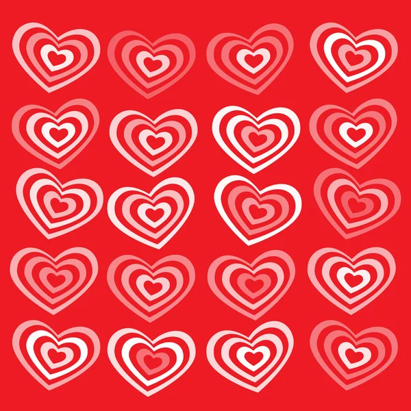 Corazón blanco rayado sobre fondo rojo el día de San Valentín, tarjeta de boda. vector — Archivo Imágenes Vectoriales