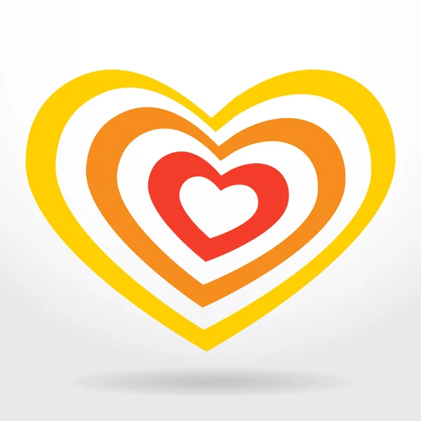 Corazón rojo, naranja sobre fondo blanco el día de San Valentín, tarjeta de boda. vector — Archivo Imágenes Vectoriales