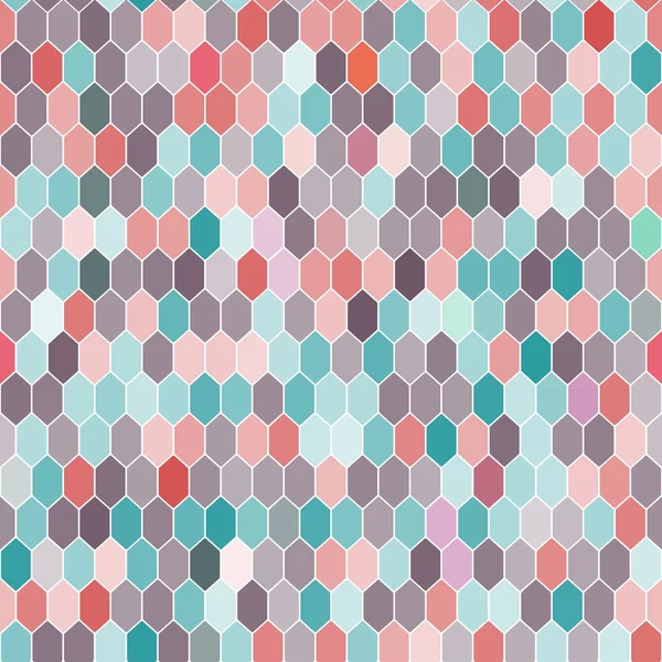 Seamless pattern of hexagons, pink, blue, brown. Vector — Stock Vector