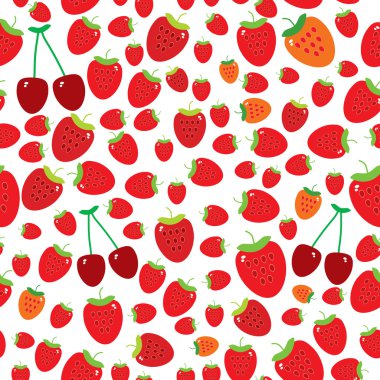 Seamless pattern with strawberries on the white background. Vector