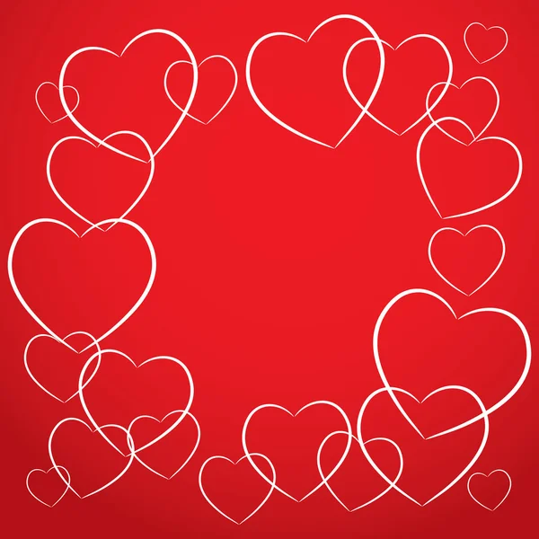 Bílé srdce na červeném pozadí. karty desig vektor — Stockový vektor