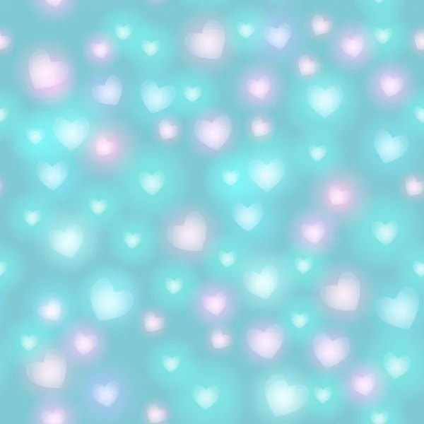 Abstract seamless pattern with hearts on blue background. Vector — Stockvector