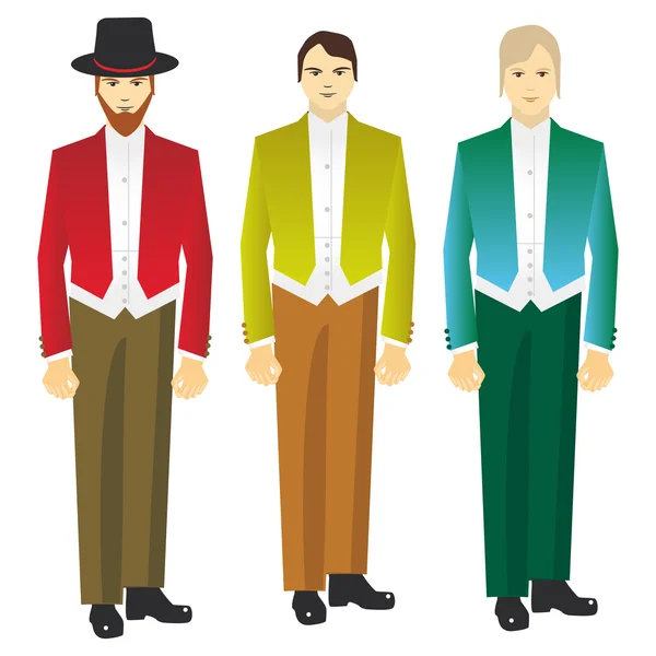 Hombre en traje vintage sobre un fondo blanco. Vector — Vector de stock