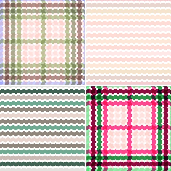 Set Wave, tartan gradient background, seamless pattern. Vector — Stock Vector