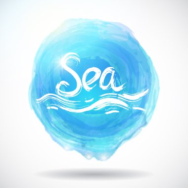 Grunge abstract background with bright blue splash. Sea. Vector