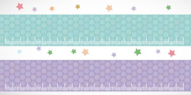 Children height meter wall Sticker set lilac blue. Set stiker with stars. Vector clipart