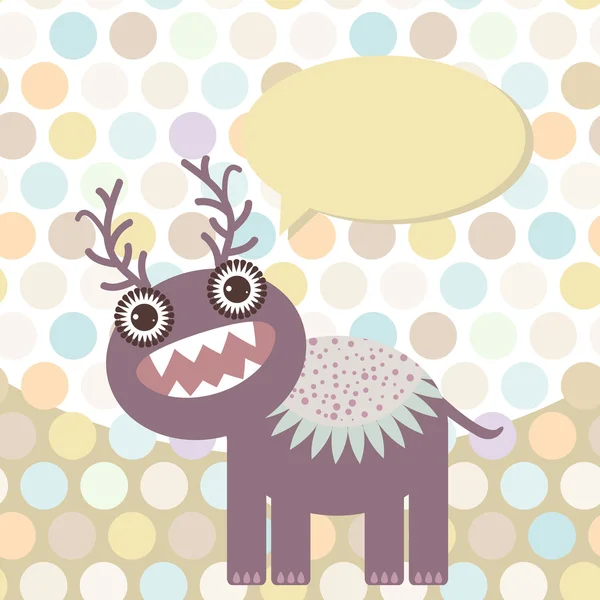 Polka dot background, pattern. Funny cute monster on dot background. Vector — 图库矢量图片