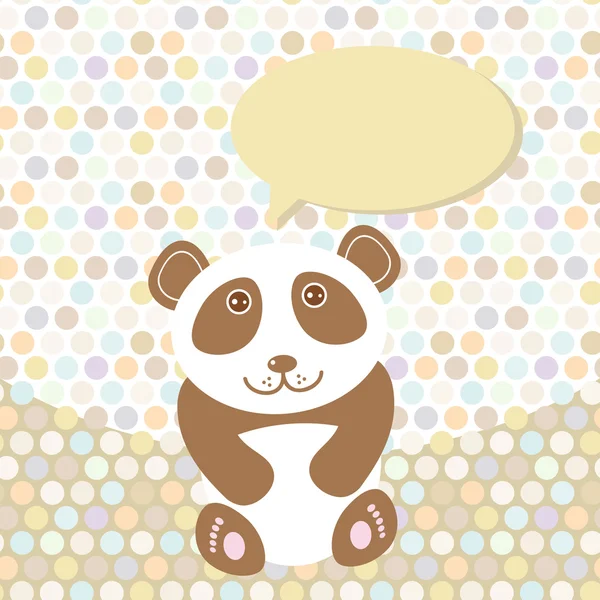 Polka dot background, pattern. Funny cute panda on dot background. Vector — Stok Vektör