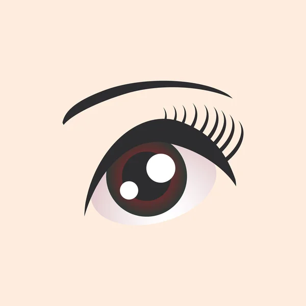 Belo olho feminino marrom no fundo bege. Vetor — Vetor de Stock
