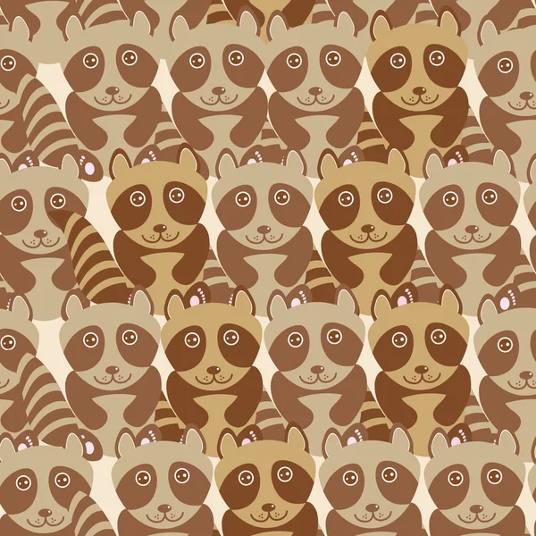 Funny cute raccoon seamless background, pattern. Vector — Stok Vektör