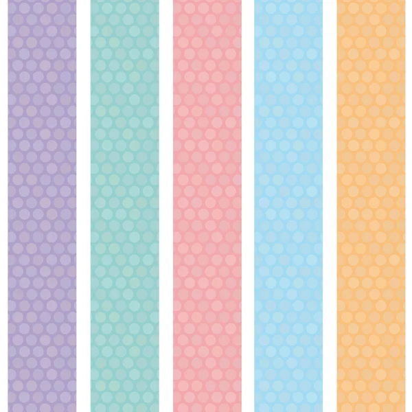 Polka dot background seamless pattern with orange pink lilac blue stripes. Vector — ストックベクタ