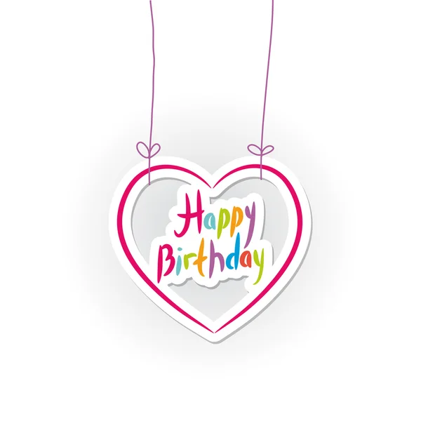 Feliz cumpleaños. corazón rosa sobre fondo blanco. Vector — Vector de stock