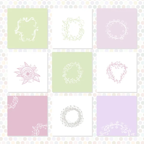 Set of square cards. Sketch frames, hand-drawn. Vector — Stock vektor