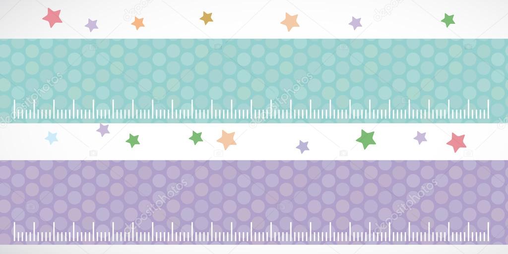 Children height meter wall Sticker set lilac blue. Set stiker with stars. Vector