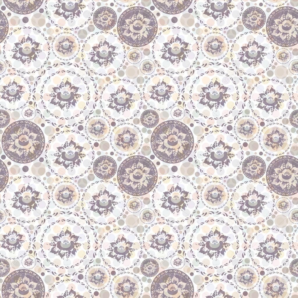 Vintage shabby Chic Seamless pattern with flowers and leaves. 