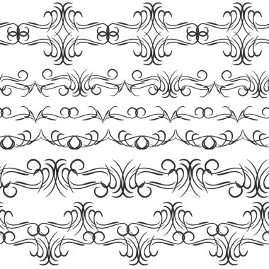 Vintage border design elements, black on white background.  Seamless pattern for frames and borders. Used pattern brushes included. Vector