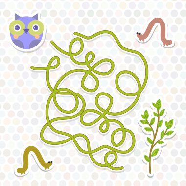 owl bird labyrinth game for Preschool Children. Vector