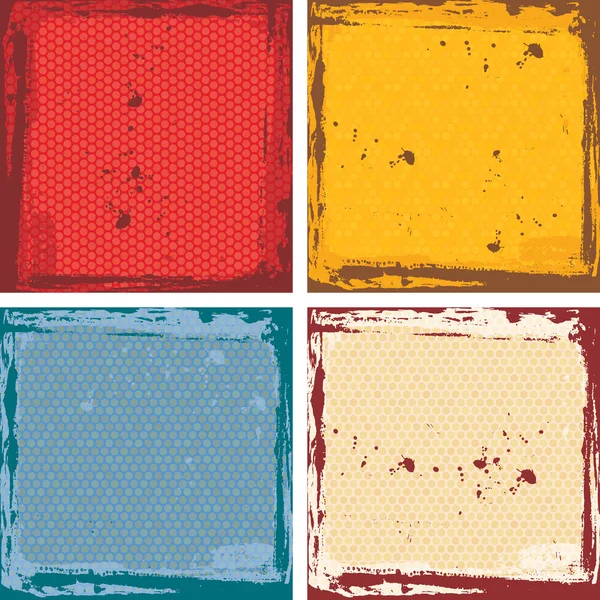 Conjunto de marco grunge abstracto. rojo naranja azul beige Plantilla de fondo. Vector — Archivo Imágenes Vectoriales