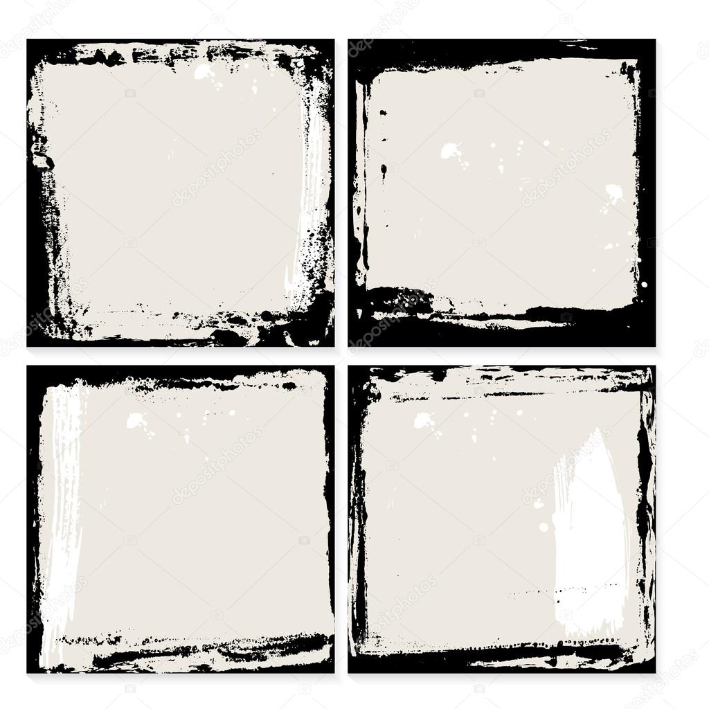 Abstract grunge frame set. Black and beige Background template. Vector