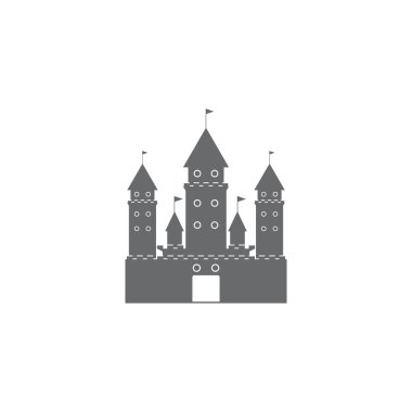 black castle silhouette logo on white background. Vector 