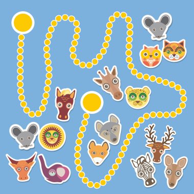 Funny cartoon animals game for Preschool Children. Vector