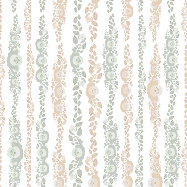 Çiçek ve yaprak bej beyaz zemin üzerine mavi ile Vintage shabby Chic Seamless modeli. Vektör