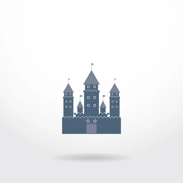 Blaues Burgsilhouette-Logo auf weißem Hintergrund. Vektor — Stockvektor
