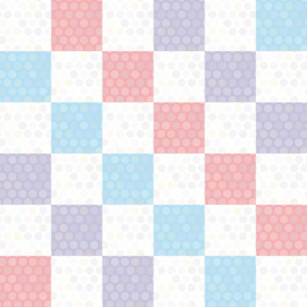 Polka dot background seamless pattern with pink lilac blue square. Vector — Stock Vector