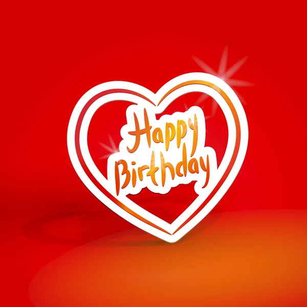 Happy birthday. White paper heart on red background. Vector — Stock vektor