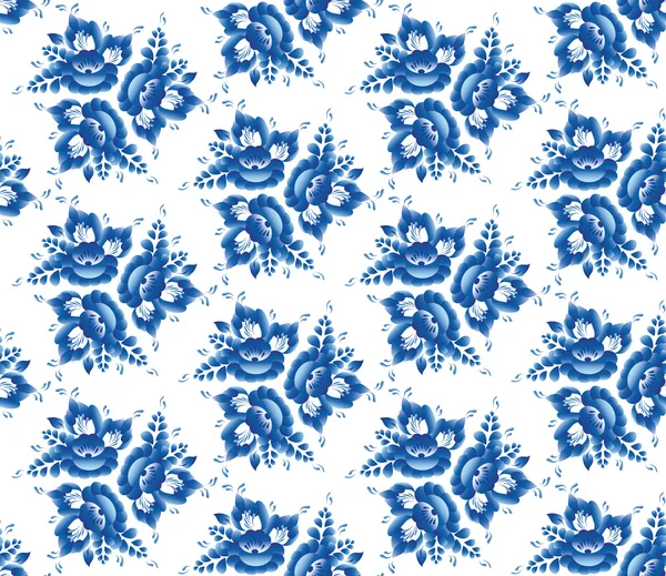 Vintage shabby Chic Seamless pattern with blue flowers and leaves. Vector — Stock Vector