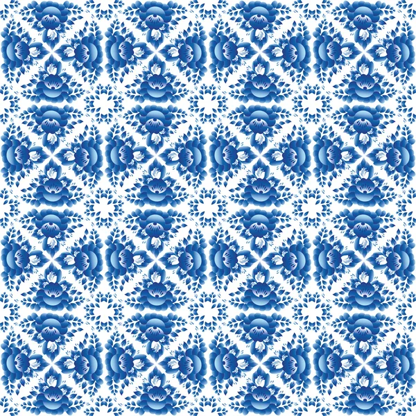 Vintage shabby Chic Seamless pattern with blue flowers and leaves. Vector — Stock Vector